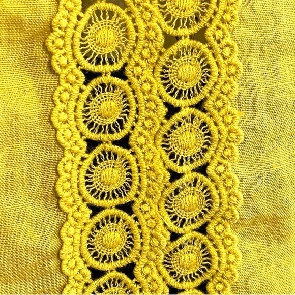 Terzo Millennio Woman 100% LINEN Yellow Back Stripe Lace Top Blouse ITALY Size S - Picture 6 of 11